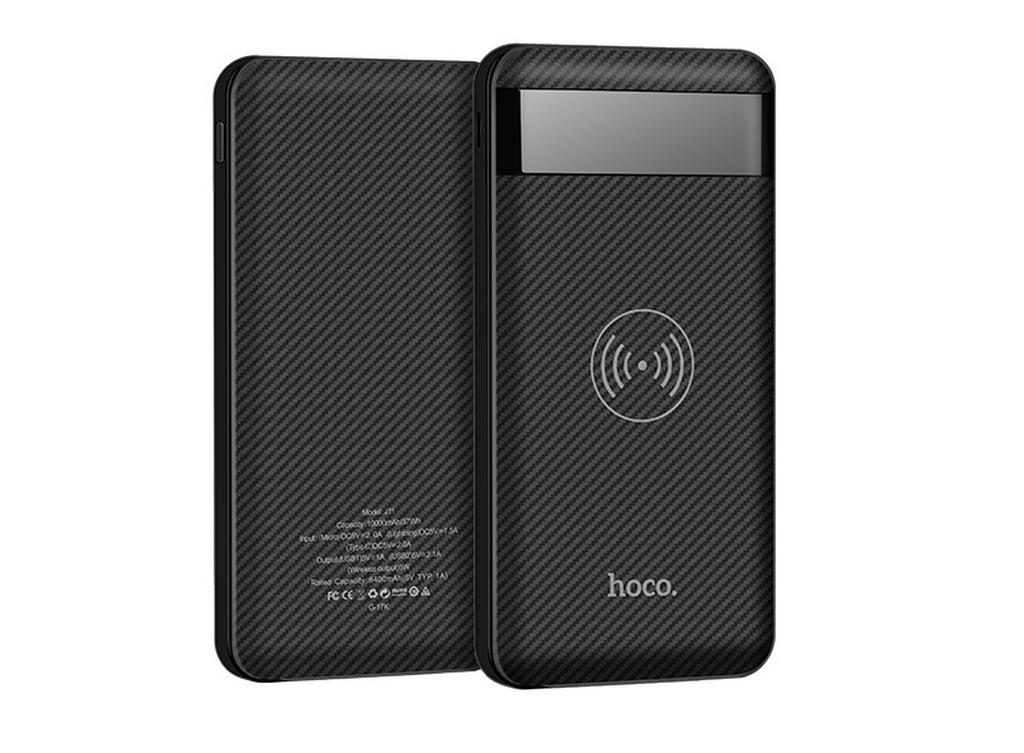 Ασύρματο Power Bank Hoco J11 10000 mAh με υποδοχές Input Micro-USB, Type-C, Lightning και 2 USB Output, Μαύρο