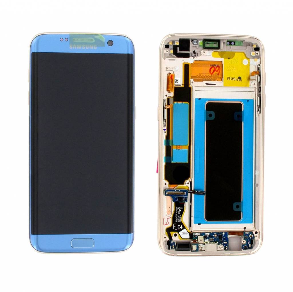 Γνήσια Οθόνη & Μηχανισμός Αφής Samsung SM-G935F Galaxy S7 Edge Μπλε με Πλαίσιο και Επαφή Φόρτισης GH97-18533G; GH97-18767G