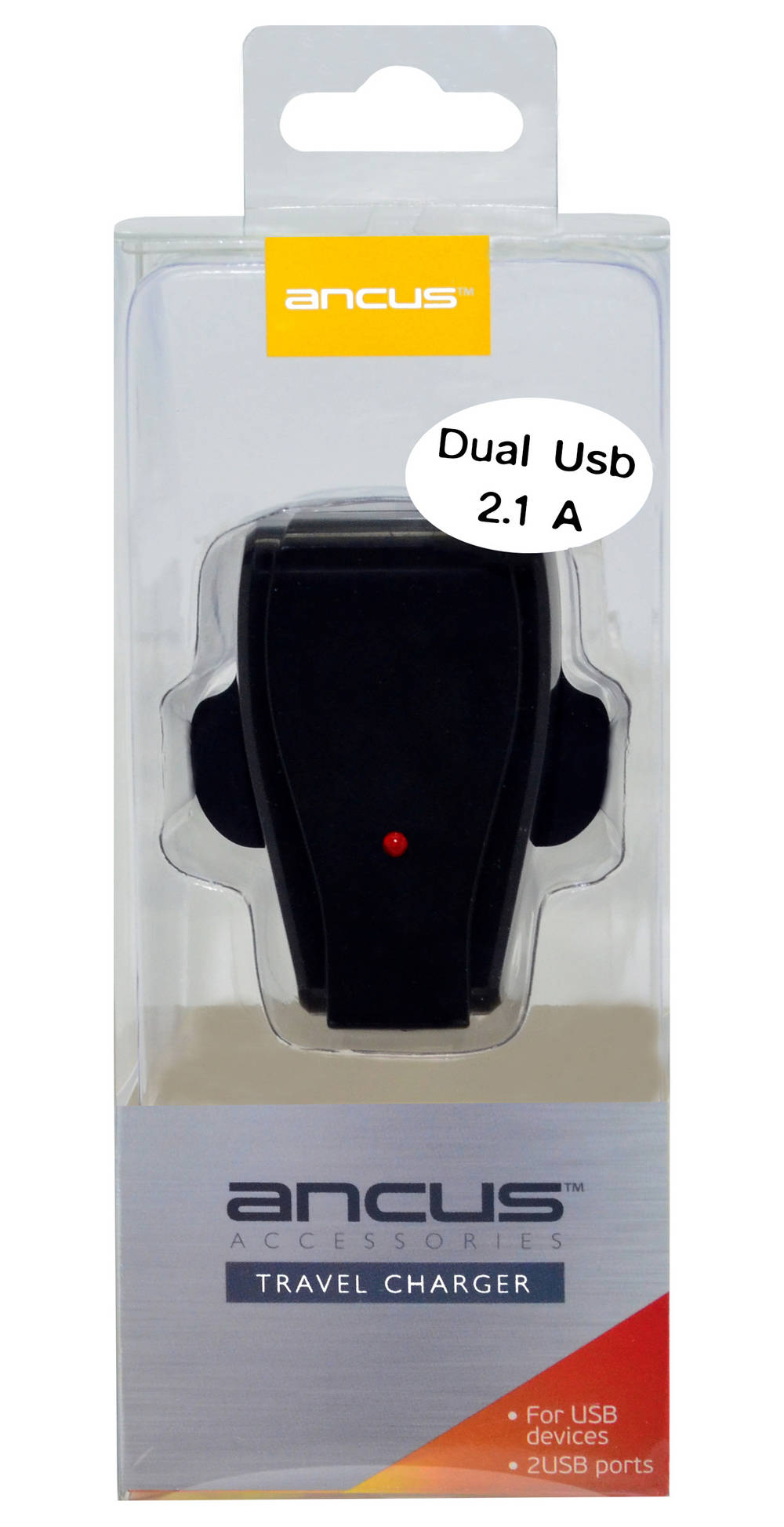 Φορτιστής Ταξιδίου Ancus Dual USB 5V 2100 mAh για Αγγλική Πρίζα (3-Pin)