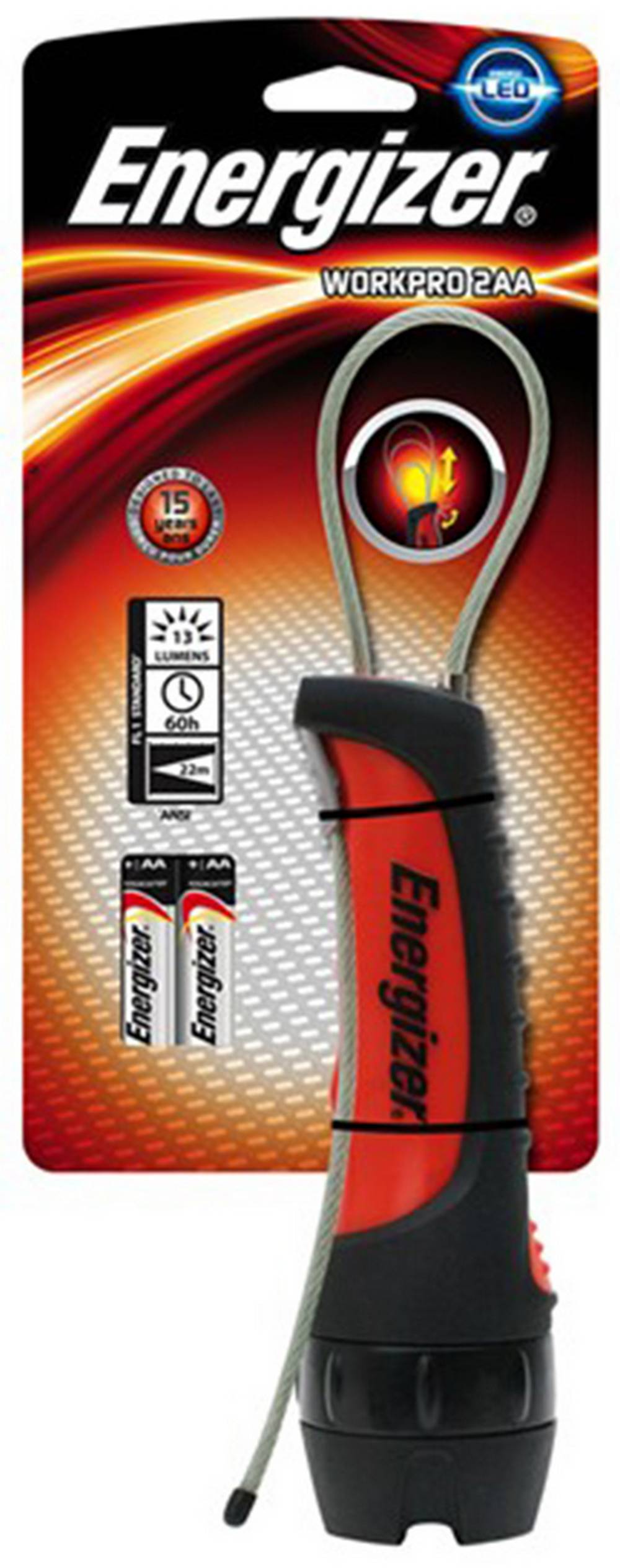 Φακός Energizer WorkPro 1 Led 13 Lumens με Μπαταρίες AA 2 Τεμ. Μαύρο