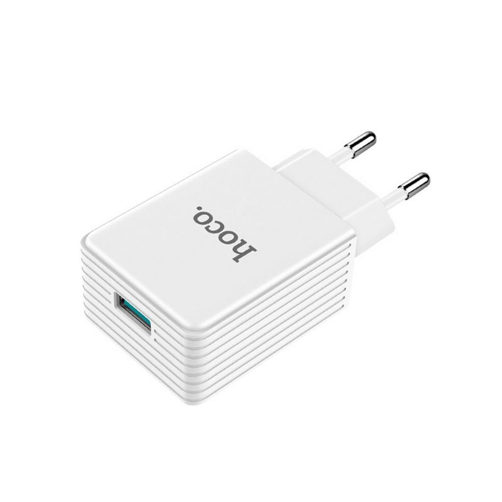 Φορτιστής Ταξιδίου Hoco C34A Platinum Single USB QC 3.0 18W Λευκός