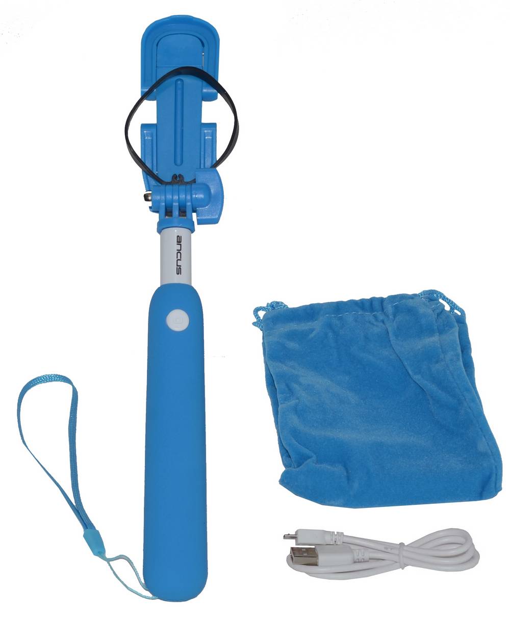 Selfie Stick Ancus Mini Bluetooth Μπλε (Μήκος Κονταριού 18cm, Μήκος Ανοίγματος 72cm)