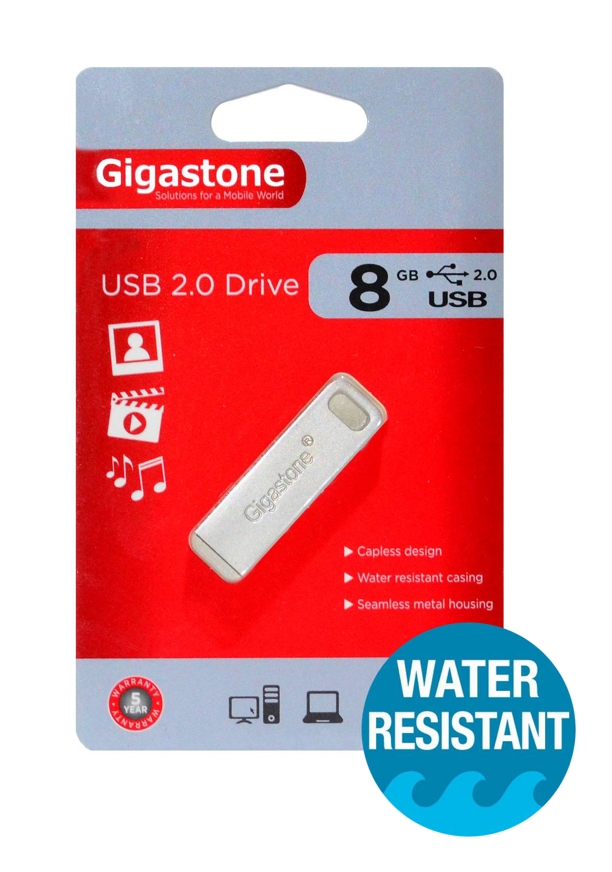 USB 2.0 Gigastone Flash Drive Traveler 8GB Metal U209