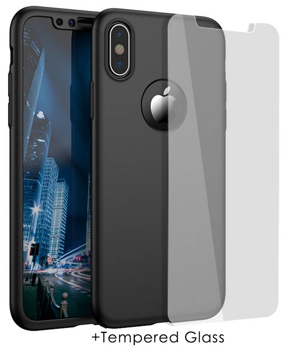 Θήκη 360 Protect Ancus για Apple iPhone X / XS Μαύρη με Tempered Glass 0.20mm