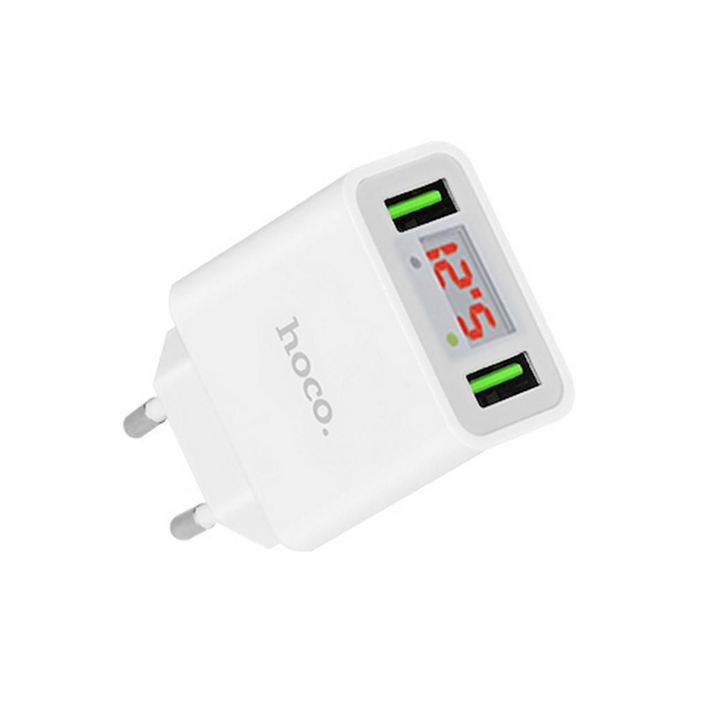 Φορτιστής Ταξιδίου Hoco C25A Cool Dual USB 5V/2.2A Λευκός