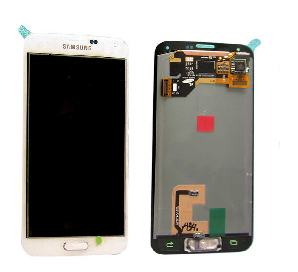Γνήσια Οθόνη & Μηχανισμός Αφής Samsung SM-G900F Galaxy S5 με Κόλλα Λευκό GH97-15734A , GH97-15959A