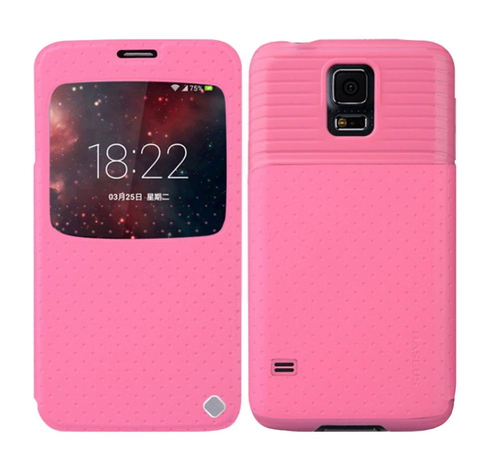 Θήκη Book S-View Baseus Finder για Samsung SM-G900F Galaxy S5 Ρόζ με ενεργό S-View