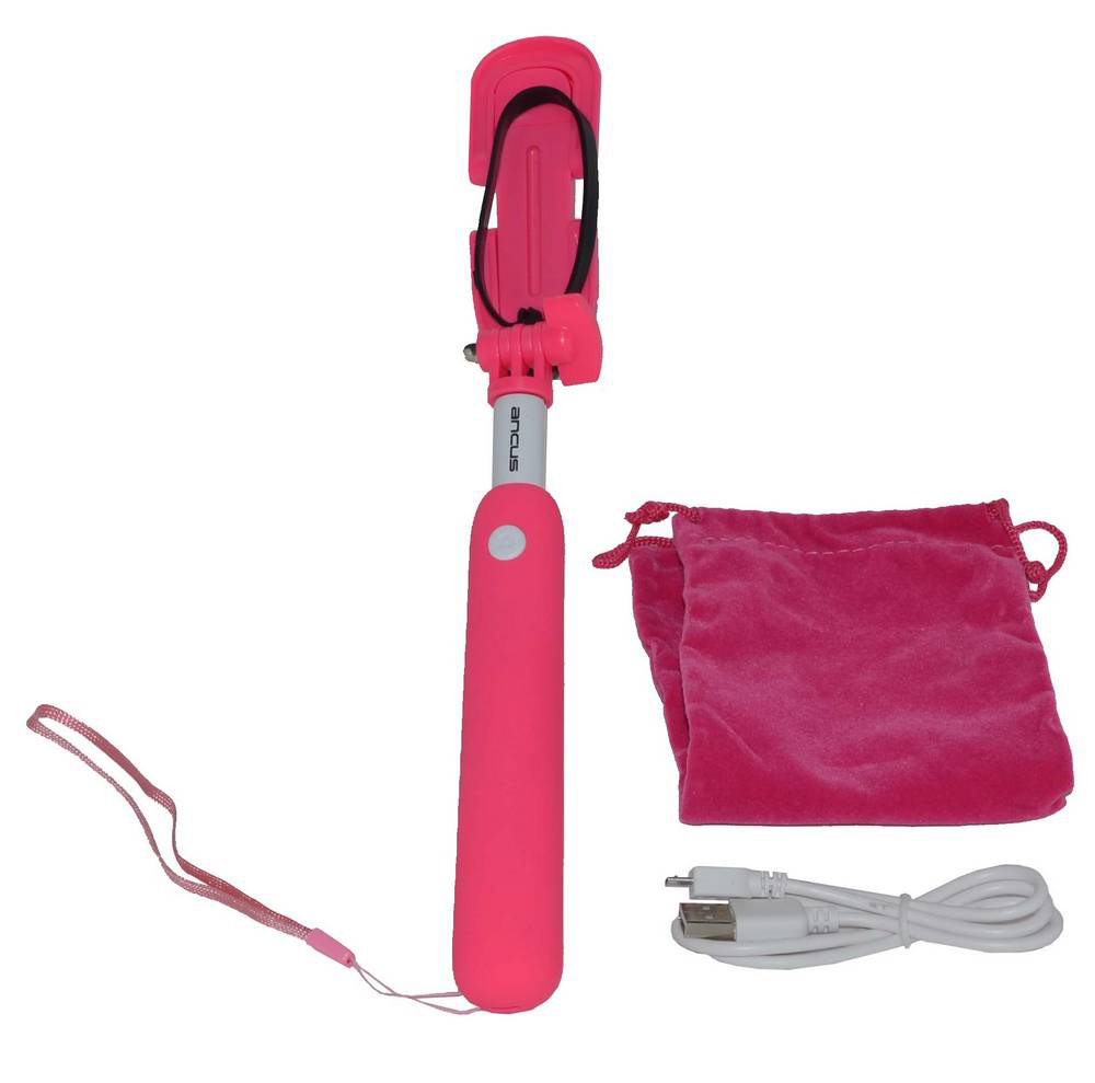 Selfie Stick Ancus Mini Bluetooth Ρόζ (Μήκος Κονταριού 18cm, Μήκος Ανοίγματος 72cm)