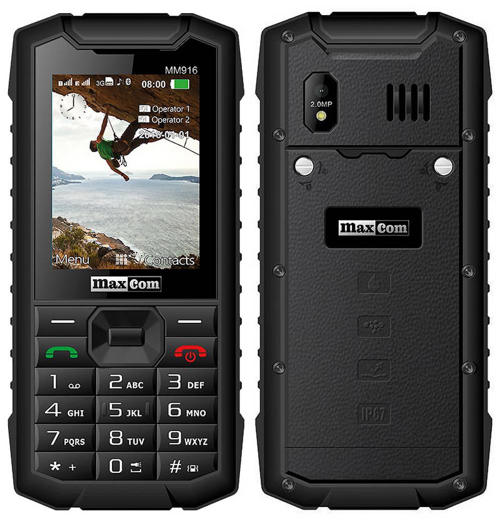 Maxcom Strong MM916 3G (Dual Sim) 2.4" Water-dust proof IP67 με Bluetooth, Φακό, Ραδιόφωνο και Κάμερα Μαύρο