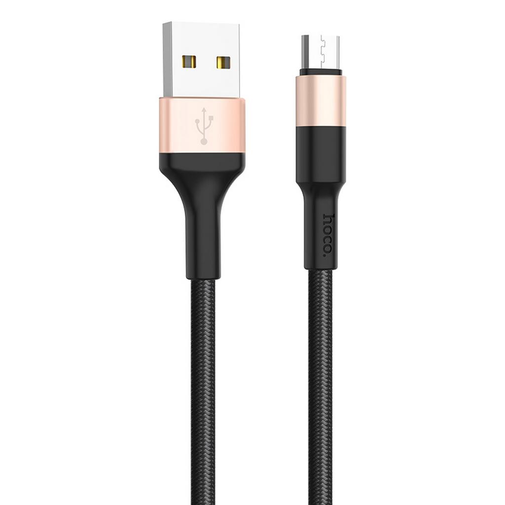 Καλώδιο σύνδεσης Hoco X26 Xpress USB σε Micro-USB Fast Charging 2A Μαύρο - Χρυσαφί 1μ