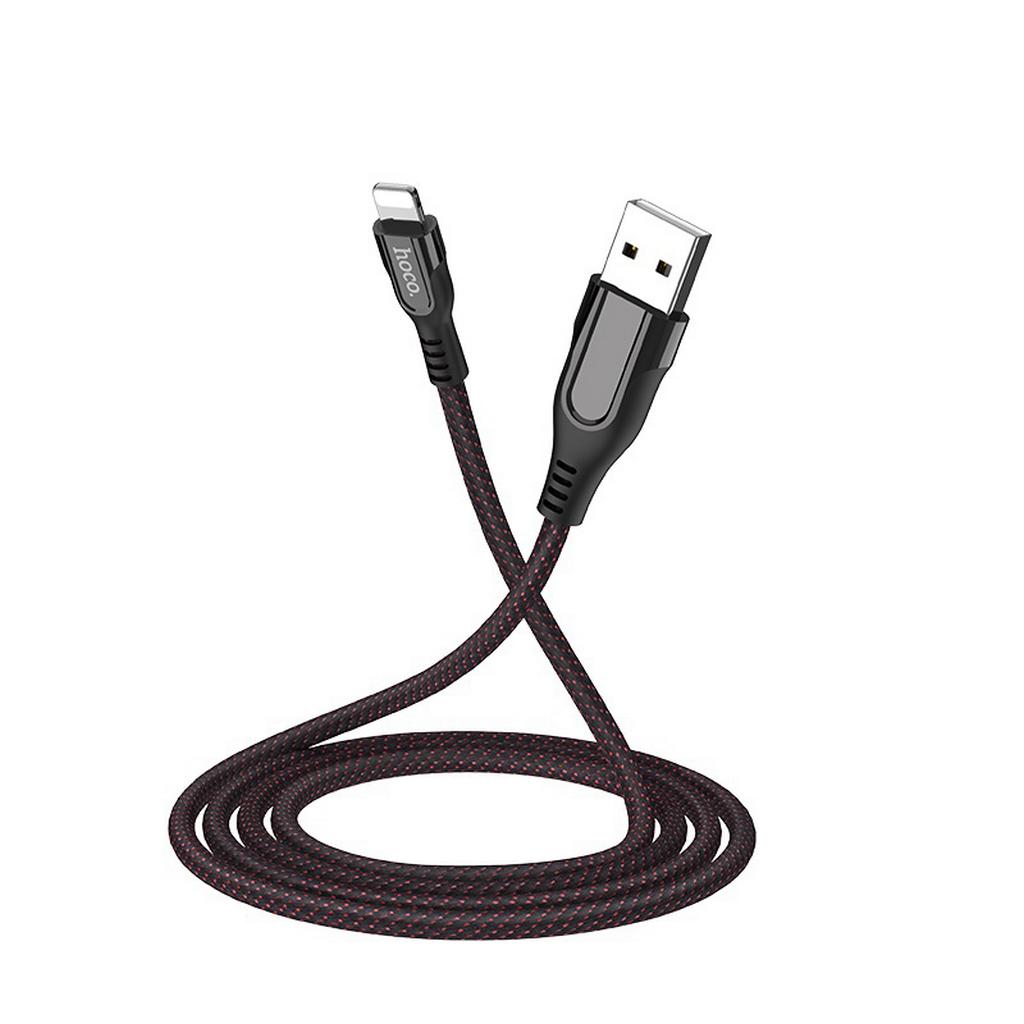 Καλώδιο σύνδεσης Hoco U54 Advantage USB σε Lightning Fast Charging 2.4A Μαύρο 1.2 μ. με ένδειξη LED