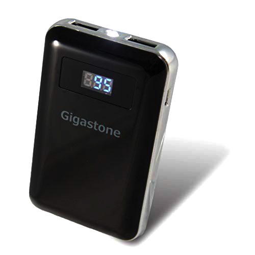 Power Bank Gigastone PB-7009B 9000mAh με Διπλή USB Έξοδο, με LCD Ενδείξεις και Φακό. Μαύρο