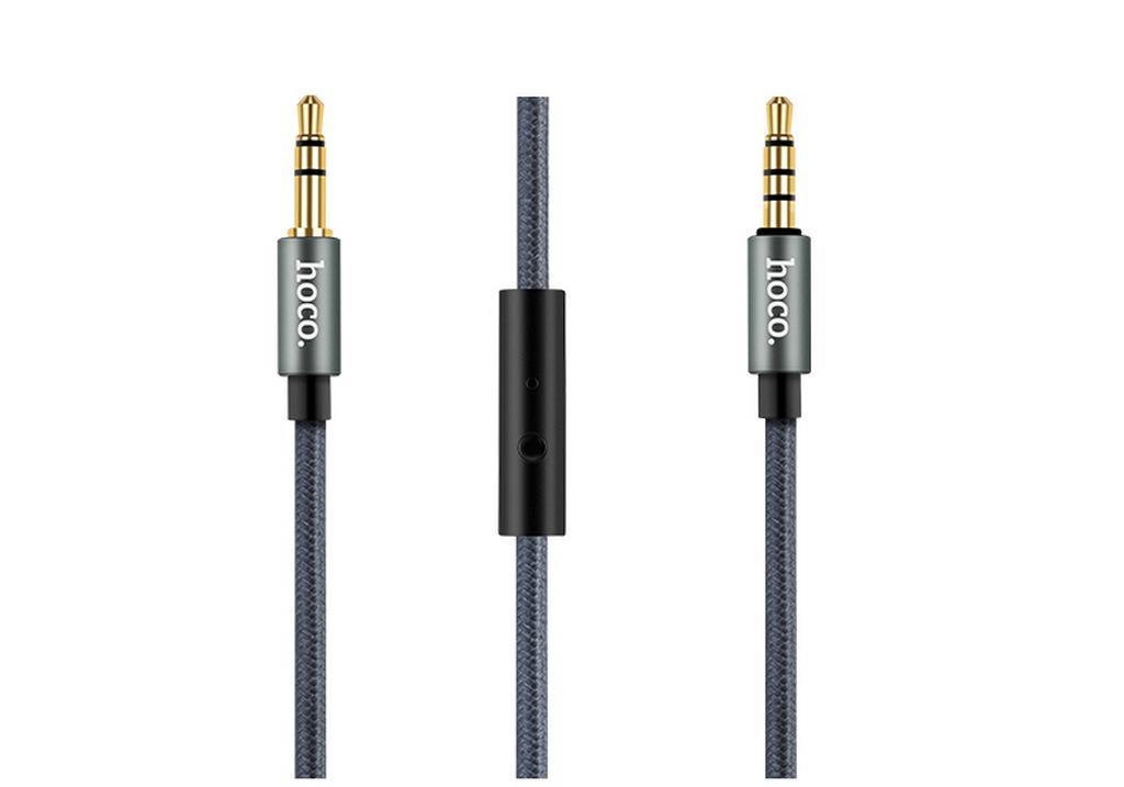 Καλώδιο σύνδεσης Ήχου Hoco UPA04 3.5mm Male σε 3.5mm Male με Ενσωματωμένο Μικρόφωνο και Πλήκτρα για Audio-in, Κινητά Τηλέφωνα και Συσκευές Ήχου Φ3.0mm 1 μ. Μαύρο