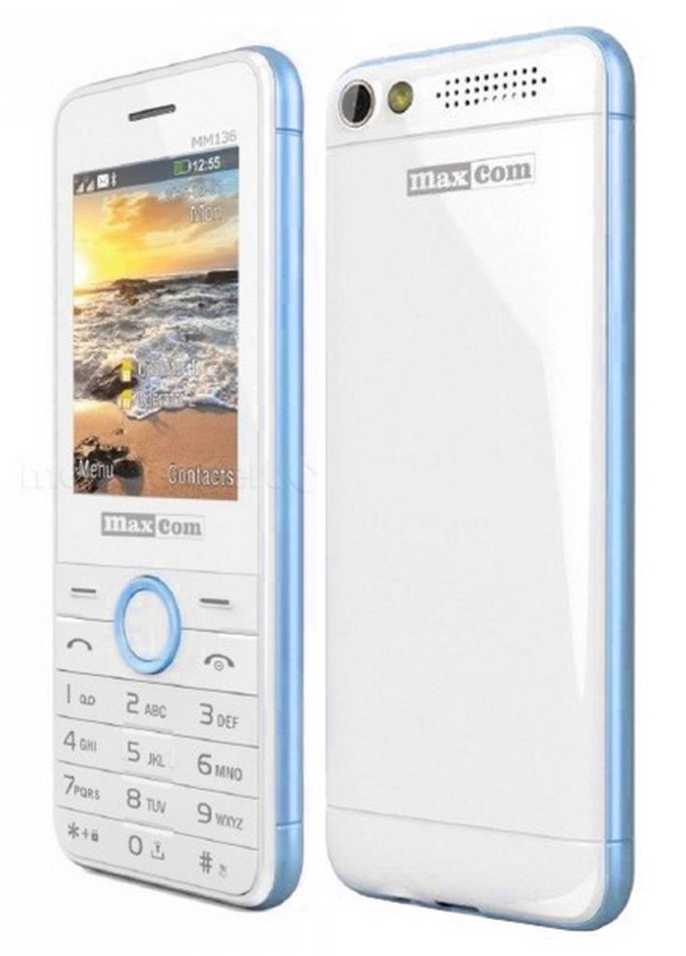 Maxcom MM136 (Dual Sim) 2,4" με Κάμερα, Φακό και Ραδιόφωνο Λευκό - Μπλέ