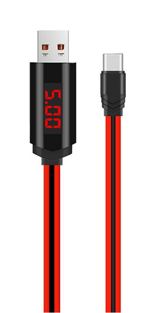 Καλώδιο σύνδεσης Hoco U29 LED Display USB σε Type-C 2A Fast Charging Κόκκινο 1μ.