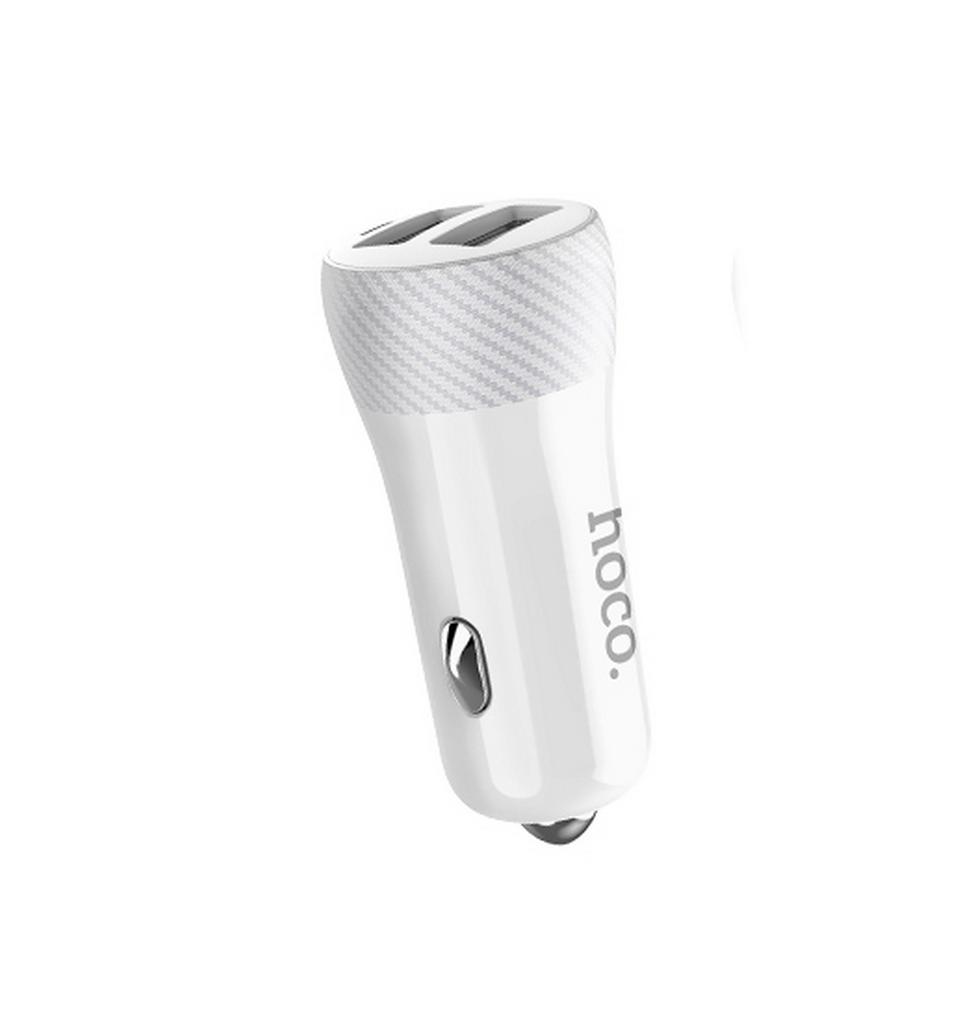 Φορτιστής Αυτοκινήτου Hoco Z21 Ascender Dual USB Fast Charging 5V/3.4A 17W και ένδειξη LED Λευκός
