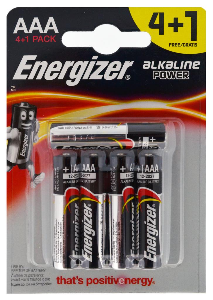 Μπαταρία Αλκαλική Energizer LR03 size AAA 1.5V Τεμ. 4+1