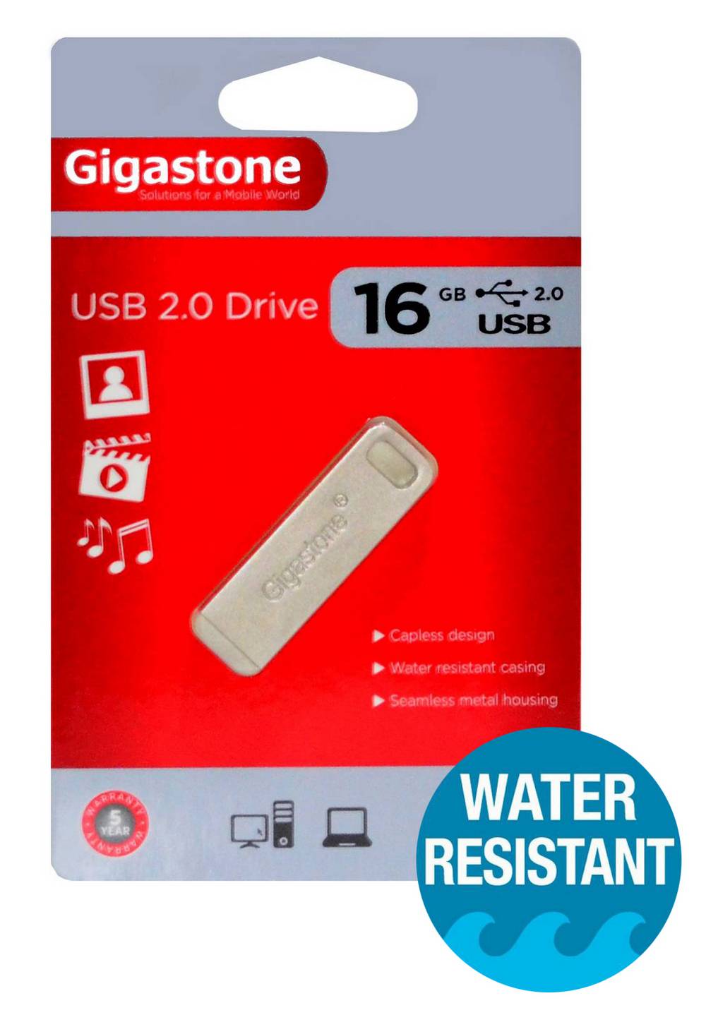 USB 2.0 Gigastone Flash Drive Traveler 16GB Metal U209