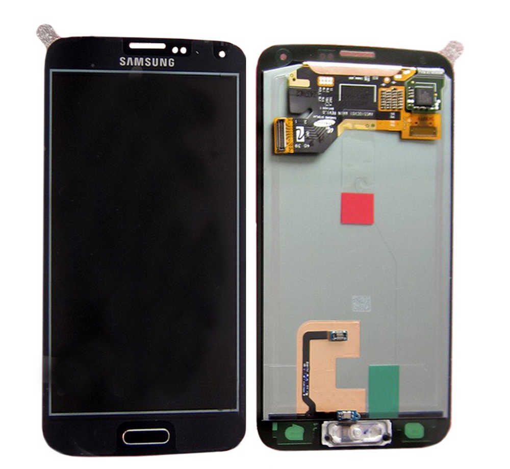 Γνήσια Οθόνη & Μηχανισμός Αφής Samsung SM-G900F Galaxy S5 με Κόλλα Μαύρο GH97-15734B, GH97-15959B