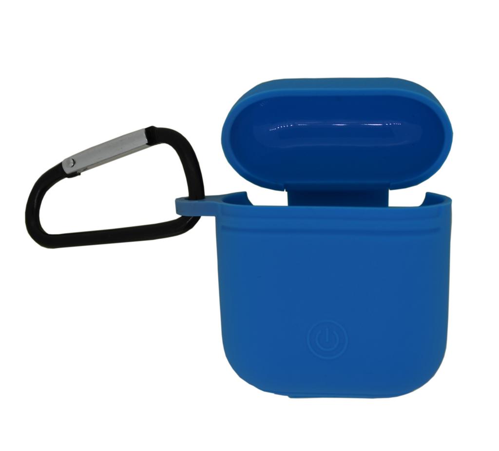 Θήκη Ancus Liquid Silicone Rubber για Airpods Μπλε με Γάνζτο Μεταφοράς