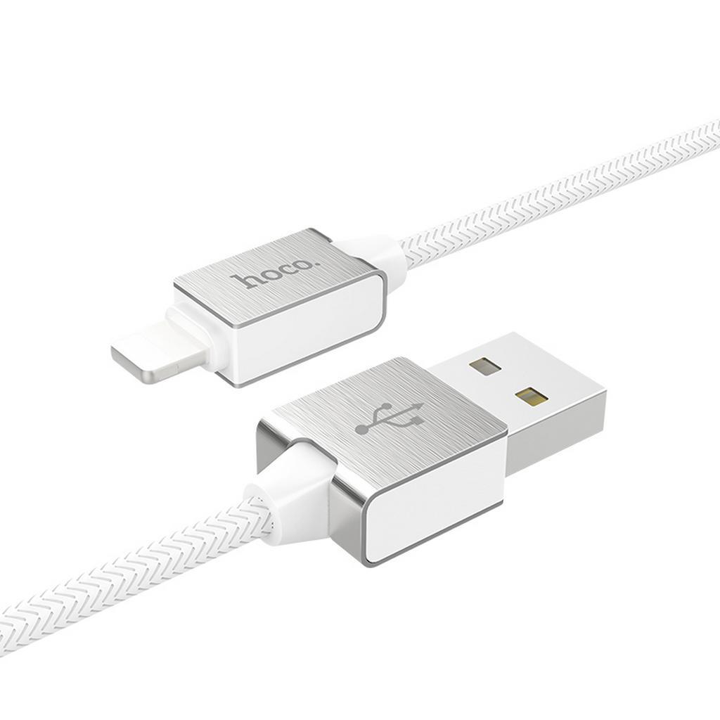 Καλώδιο σύνδεσης Κορδόνι Hoco U49 για iPhone/iPad/iPod Lightning με Ενισχυμένες Μεταλλικές Επαφές 1.2 μ. Λευκό