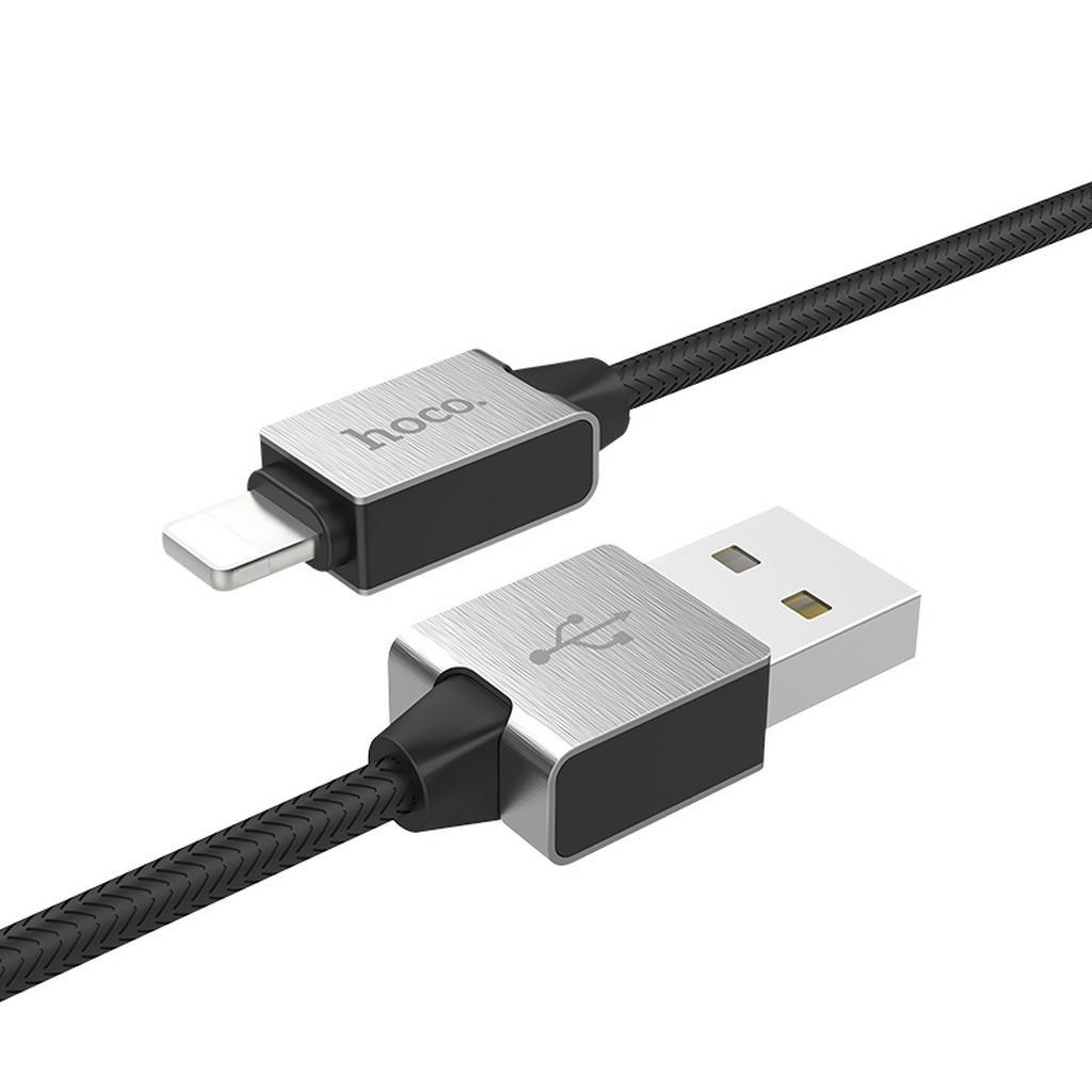 Καλώδιο σύνδεσης Κορδόνι Hoco U49 για iPhone/iPad/iPod Lightning με Ενισχυμένες Μεταλλικές Επαφές 1.2 μ. Μαύρο