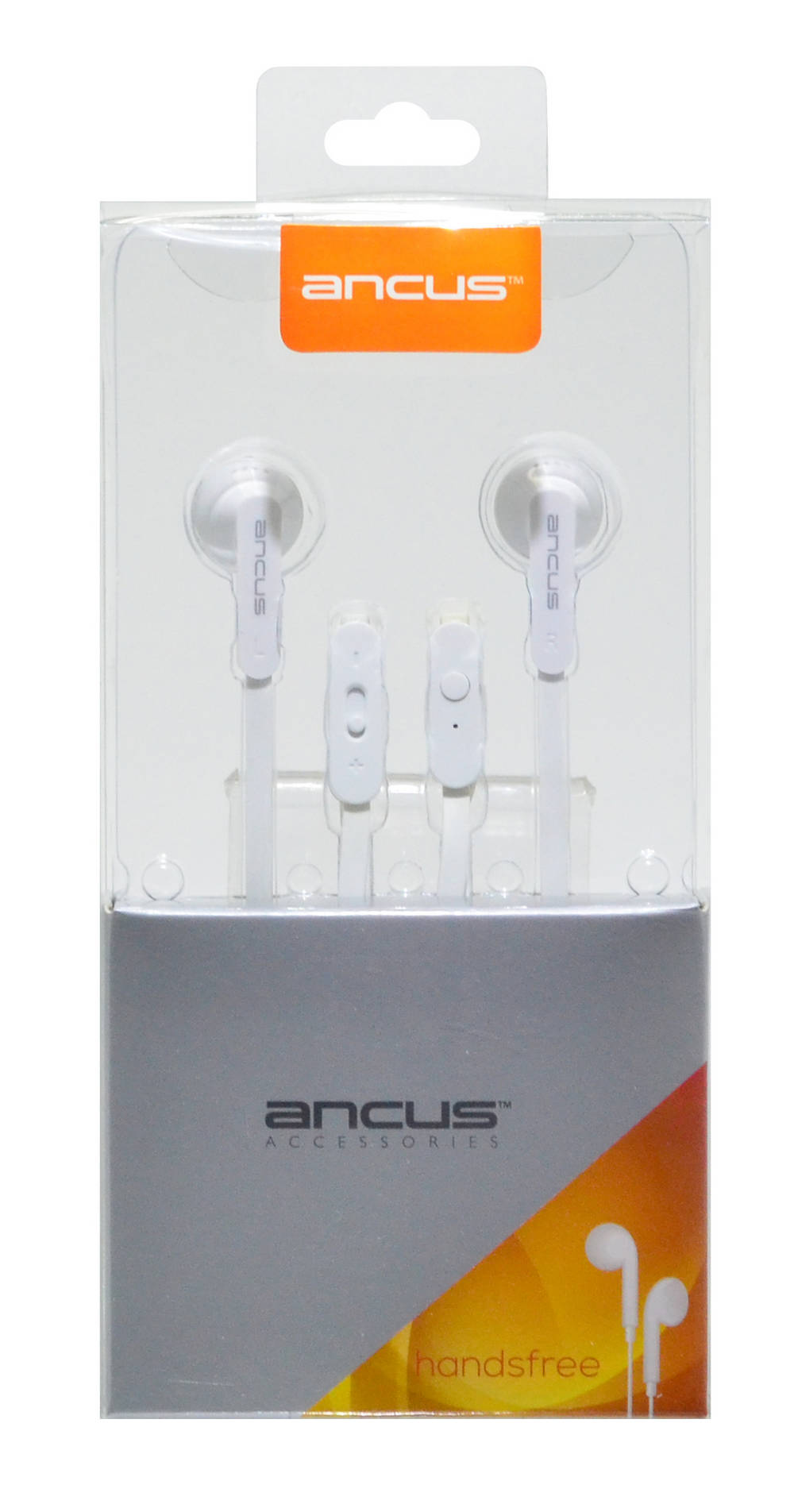 Hands Free Ancus Zeno Stereo 3.5 mm για Apple-Samsung-HTC-Sony Λευκό με Καλώδιο Πλακέ και Πλήκτρο Απάντησης