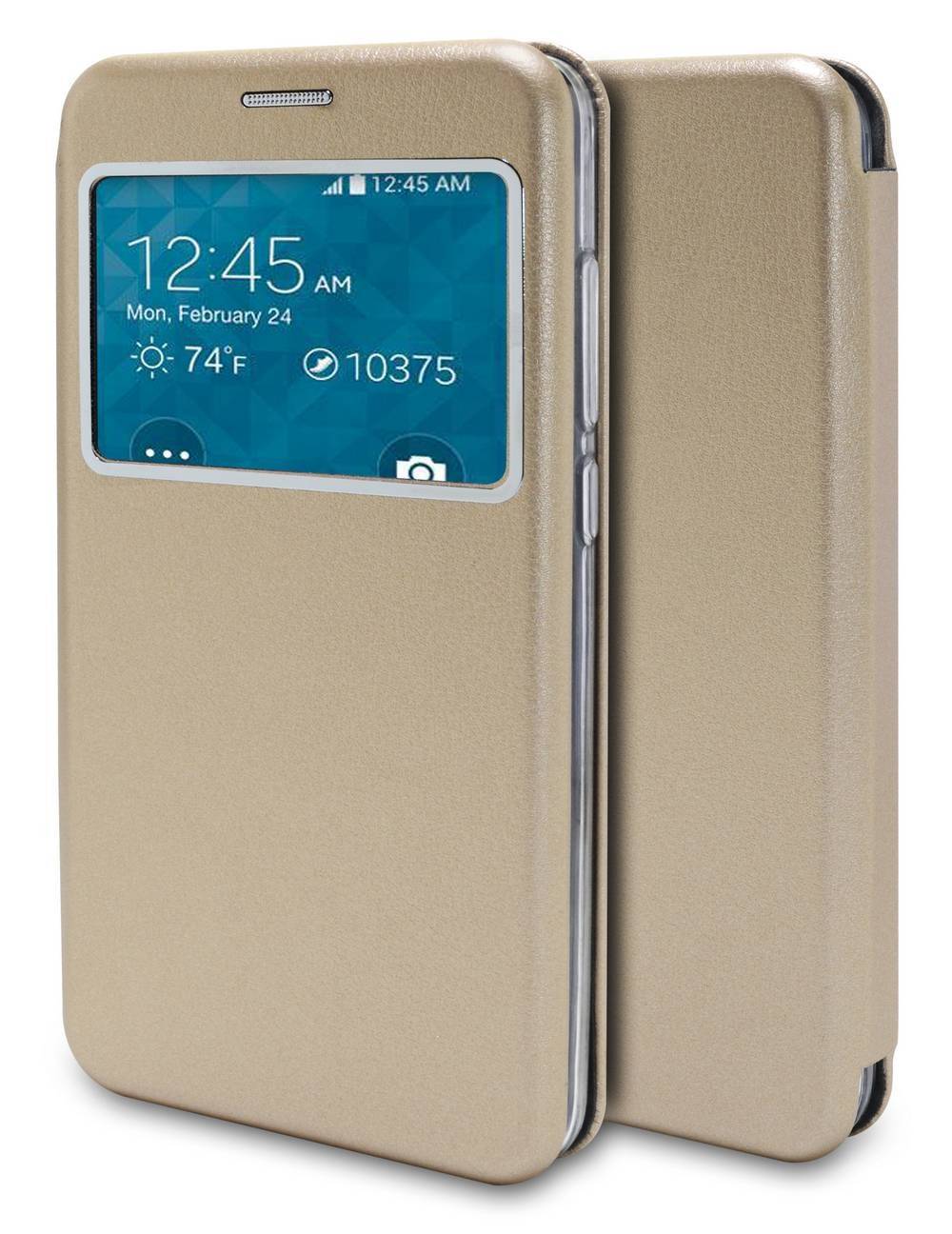 Θήκη Book Ancus S-View Magnetic Curve για Apple iPhone 7 Plus/8 Plus TPU Χρυσαφί