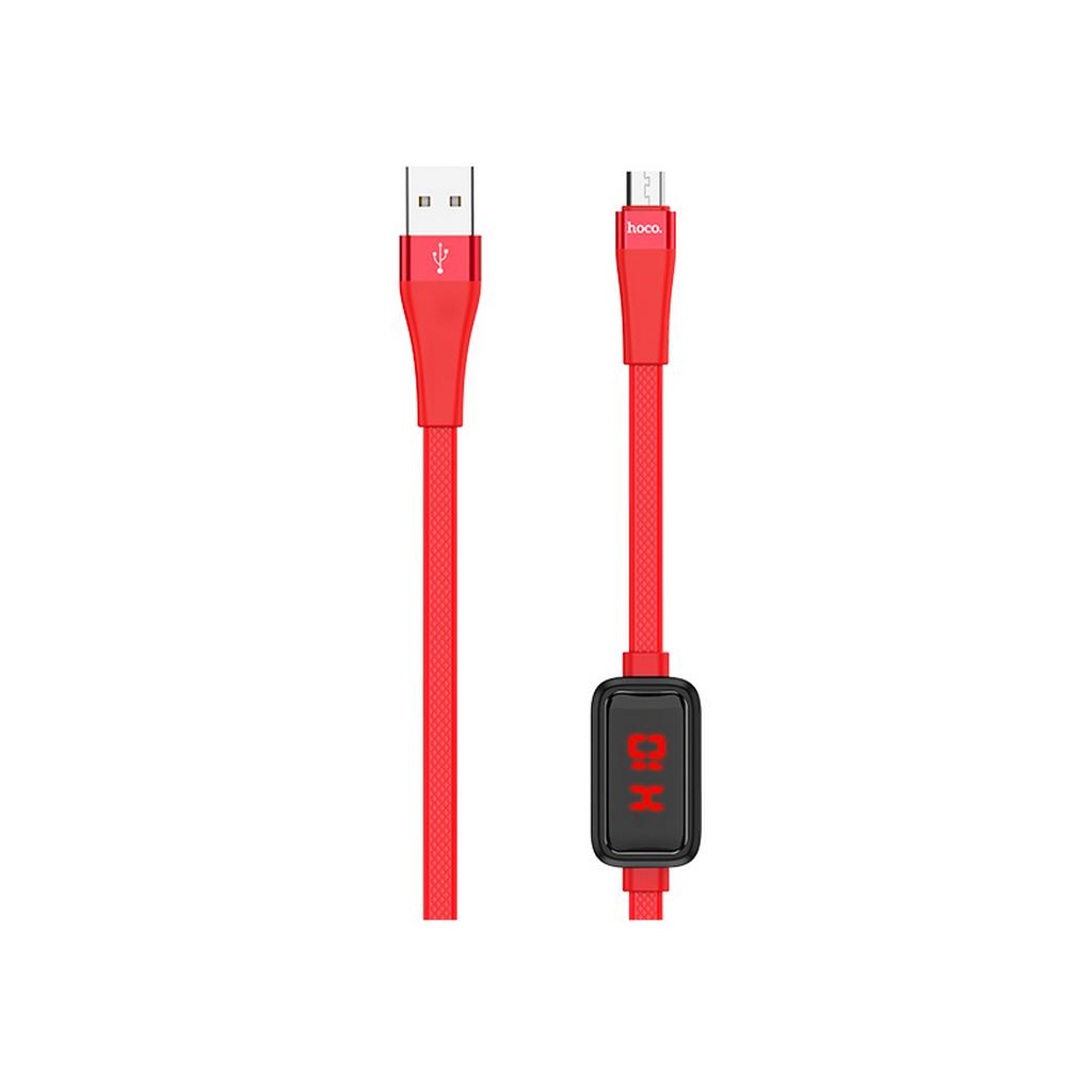 Καλώδιο σύνδεσης Hoco S4 USB σε Micro-USB 2.4A Κόκκινο 1.2m με ένδειξη φόρτισης