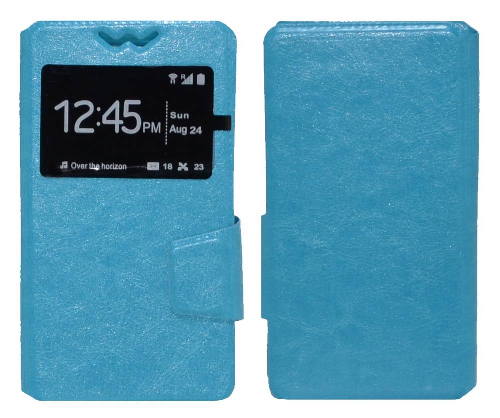 Θήκη Book Ancus S-View Elastic Universal για Smartphone 5.7"- 6.0" με Παράθυρο Μπλέ