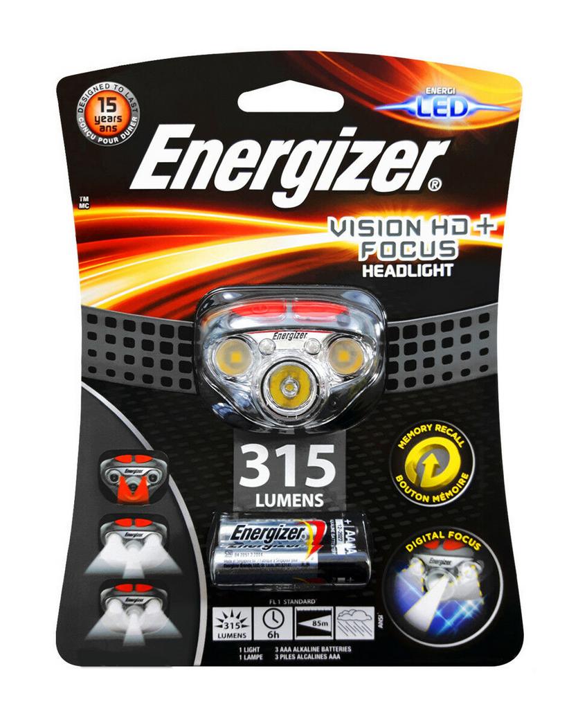 Φακός Κεφαλής Energizer Vision HD+ Focus 3 Led 300 Lumens με Μπαταρίες AAA 3 Τεμ. Γκρί