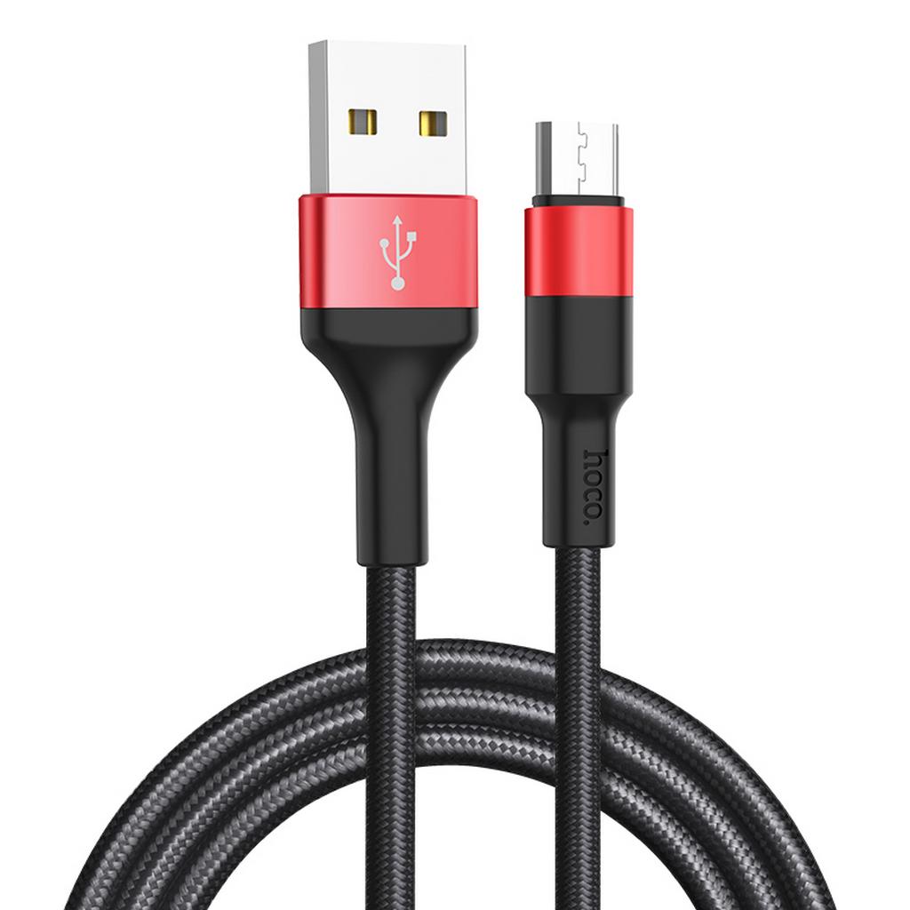 Καλώδιο σύνδεσης Hoco X26 Xpress USB σε Micro-USB Fast Charging 2A Μαύρο - Κόκκινο 1μ