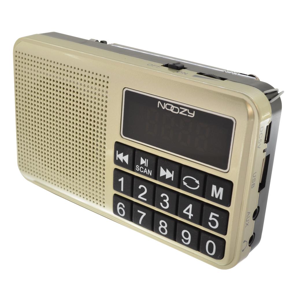 Φορητό Ραδιόφωνο Noozy S24 3W Χρυσαφί με Υποδοχή USB, Κάρτα Μνήμης, Audio-in και Επαναφορτιζόμενη Μπαταρία