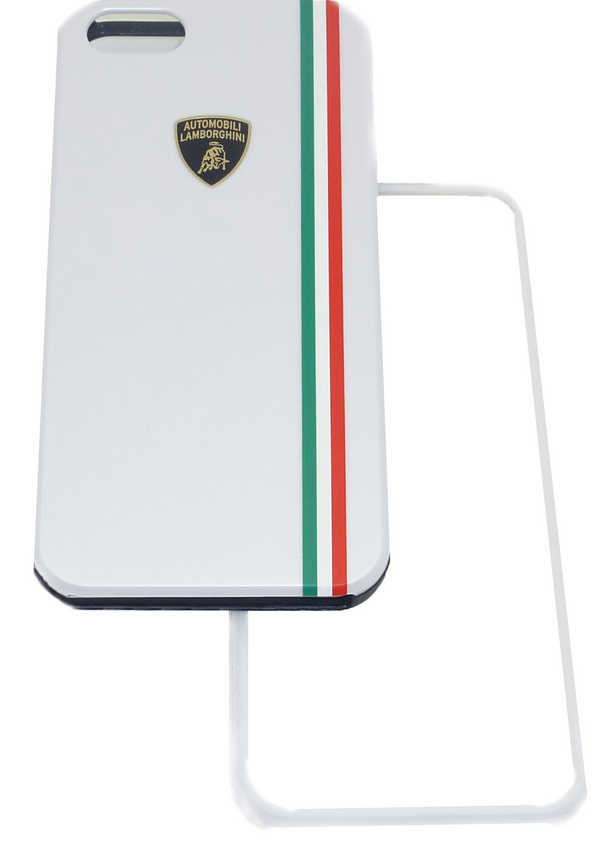 Θήκη Faceplate Lamborghini για Apple iPhone SE/5/5S Slim Λευκή με αποσπώμενο μαύρο και λευκό μπροστινό μέρος Tricolor-D1