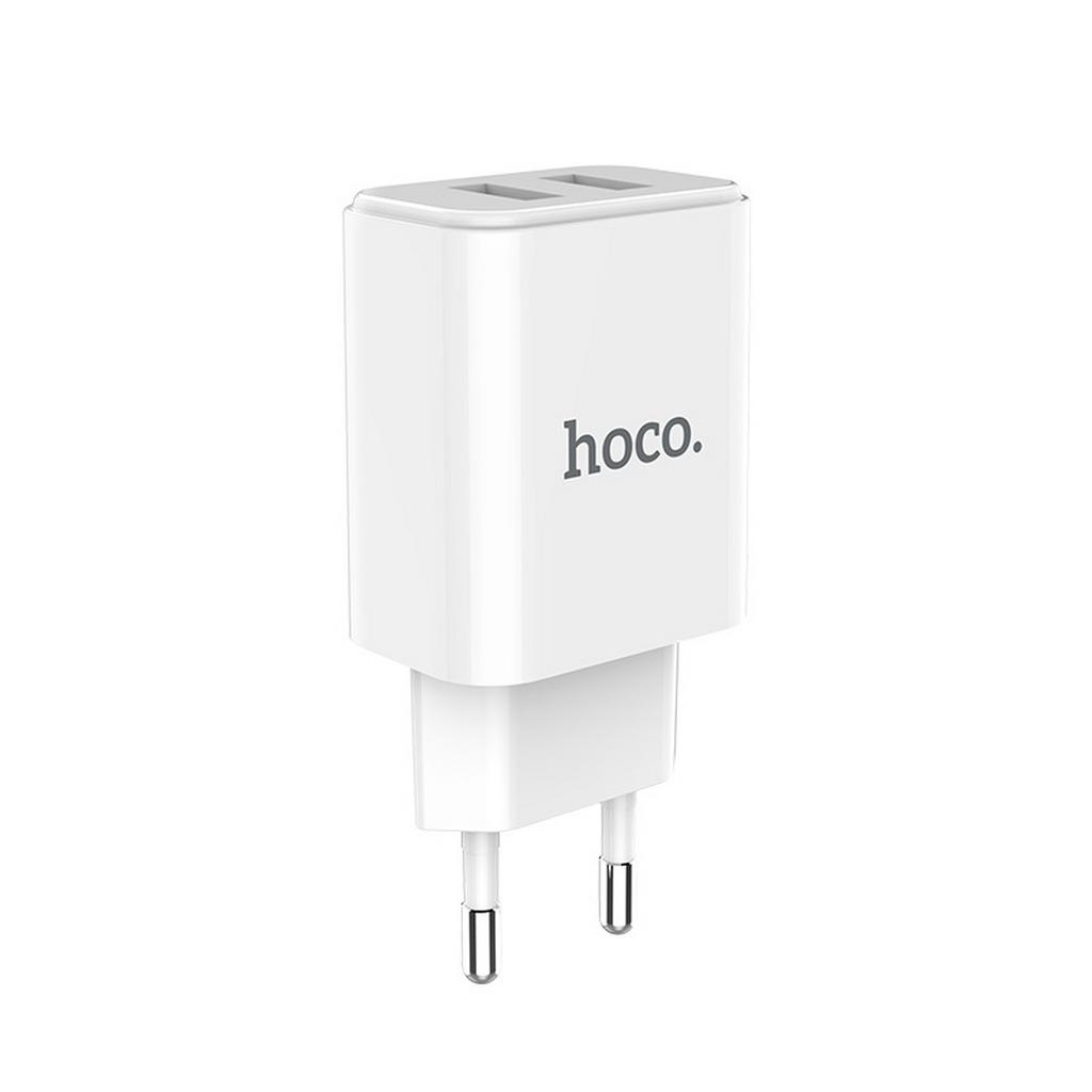 Φορτιστής Ταξιδίου Hoco C62A Victoria Dual USB Fast Charging 5V/2.1A Λευκός