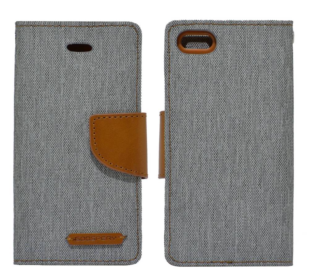 Θήκη Book Goospery Canvas Diary για Apple iPhone SE/5/5S Γκρί - Καφέ by Mercury