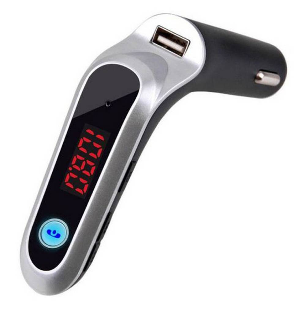 Bluetooth FM Transmitter CarS7 με Οθόνη Led, Ανοιχτή Ακρόαση, Audio-In και Υποδοχή USB 5V 3.1A Ασημί
