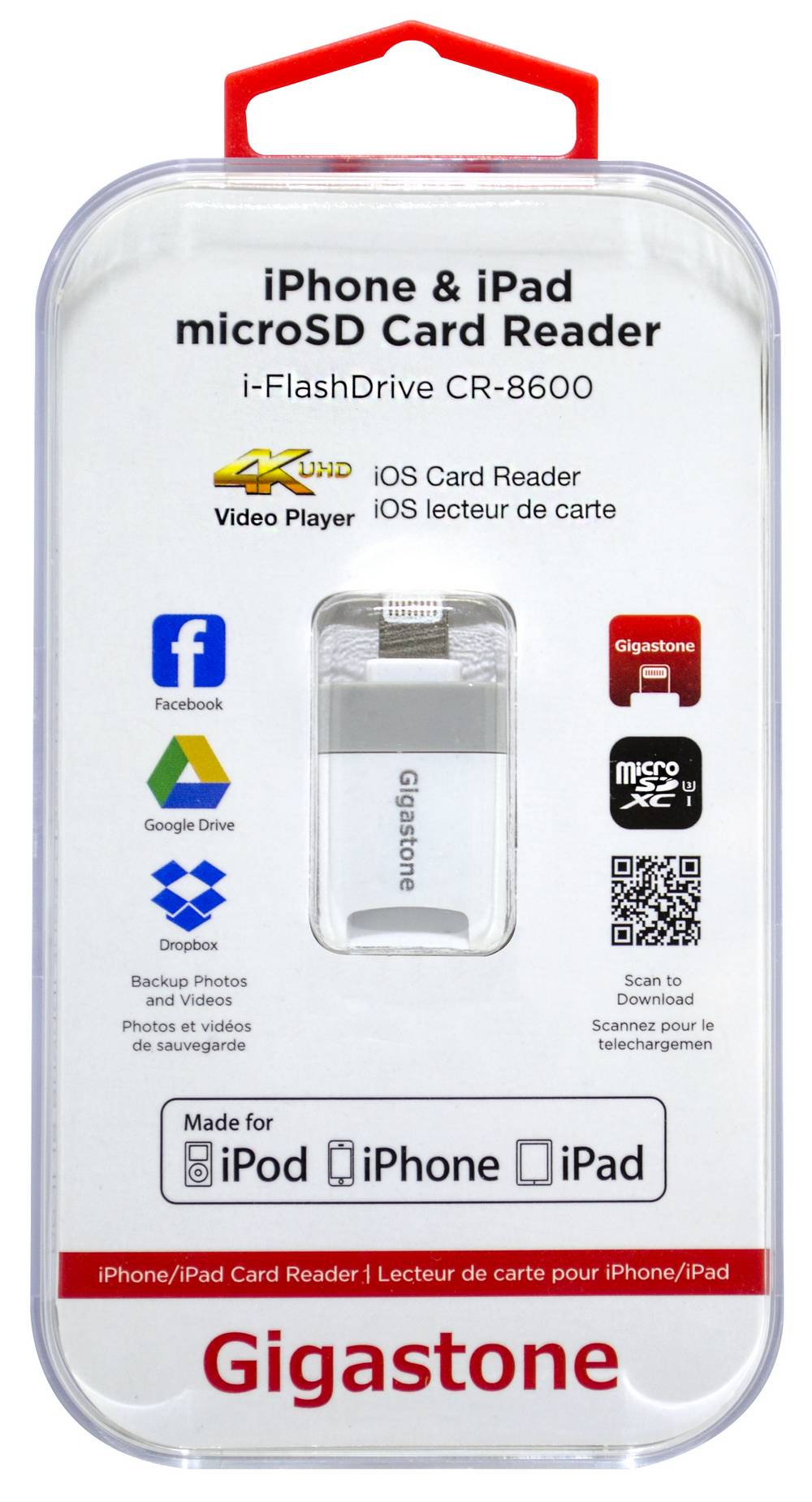 Gigastone i-FlashDrive CR-8600 iOS Card Reader MFI Λευκό για iPhone & iPad & iPod