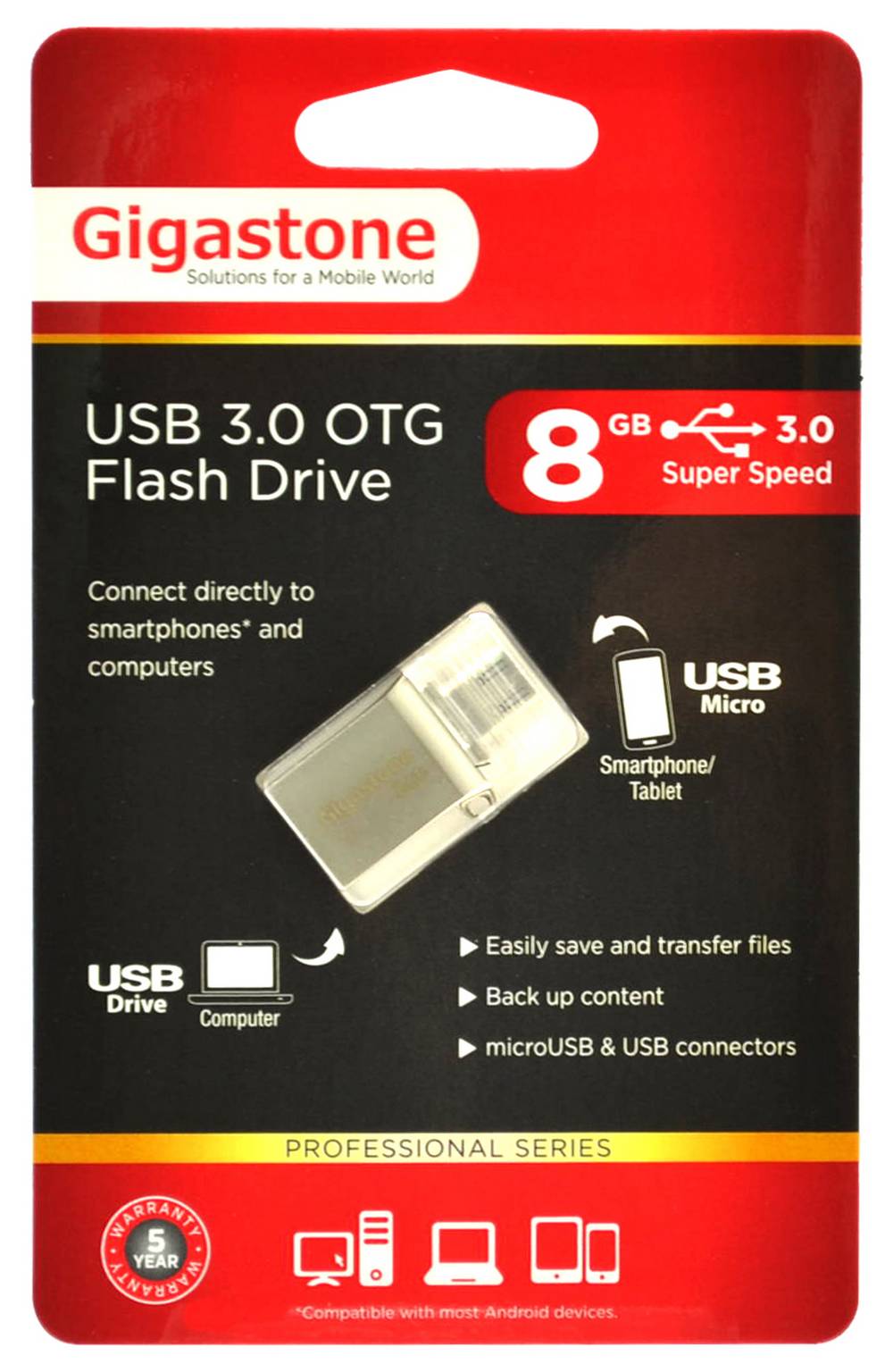 Gigastone Premium USB 3.0 Flash Drive 8GB OTG για Smartphones & Tablet U305A