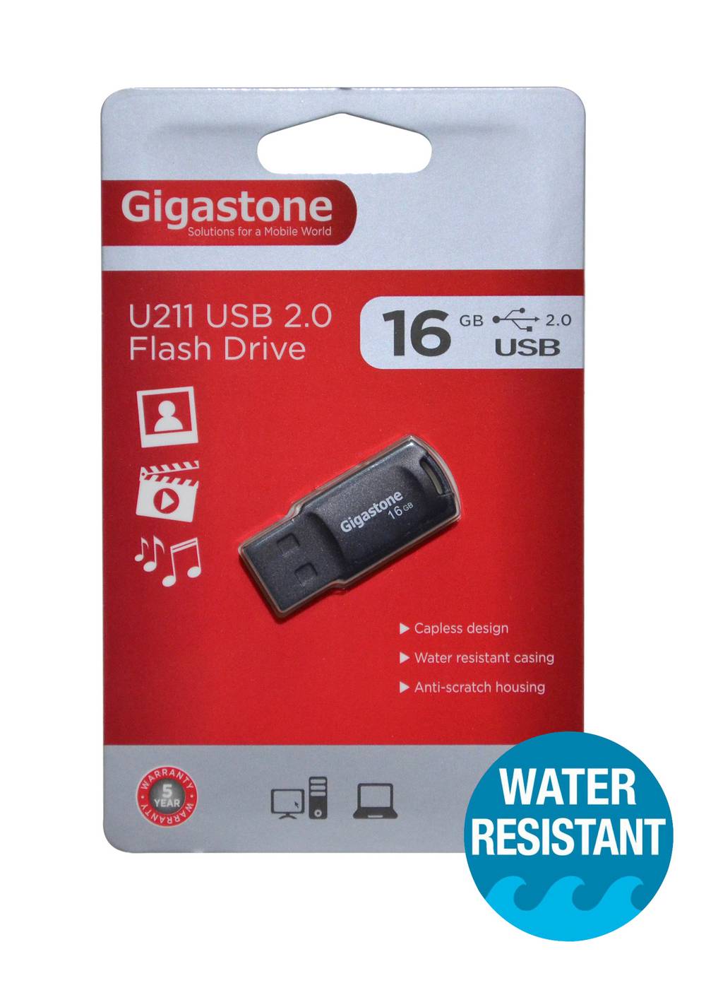 USB 2.0 Gigastone Flash Drive U211 Traveler 16GB Μαύρο