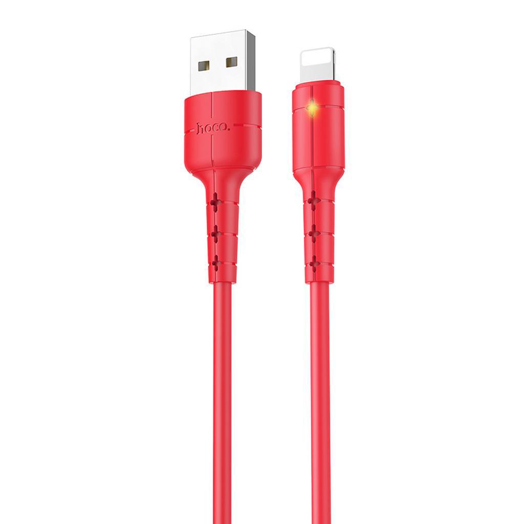 Καλώδιο σύνδεσης Hoco X30 για iPhone/iPad/iPod Lightning με LED Ένδειξη 1.2 μ. Κόκκινο