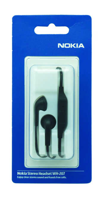 Hands Free Stereo Nokia WH-207 για E6-00/700 3,5 mm Μαύρο Original
